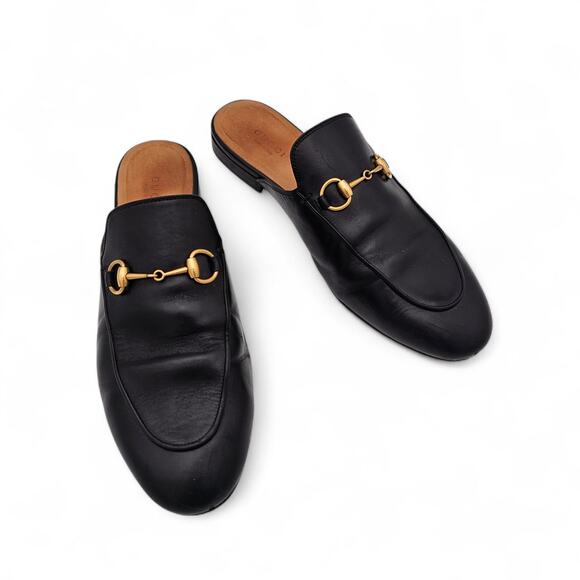 Gucci Shoes - Gucci Princetown Horsebit Flat Mule Black Leather Slipper Size 38.5 US 8.5